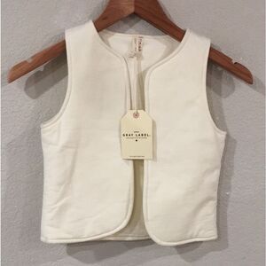 NEW Gray Label GOTS‎ Organic Cotton Daxton Cream Color Vest Kids Sz 5/6 Unisex